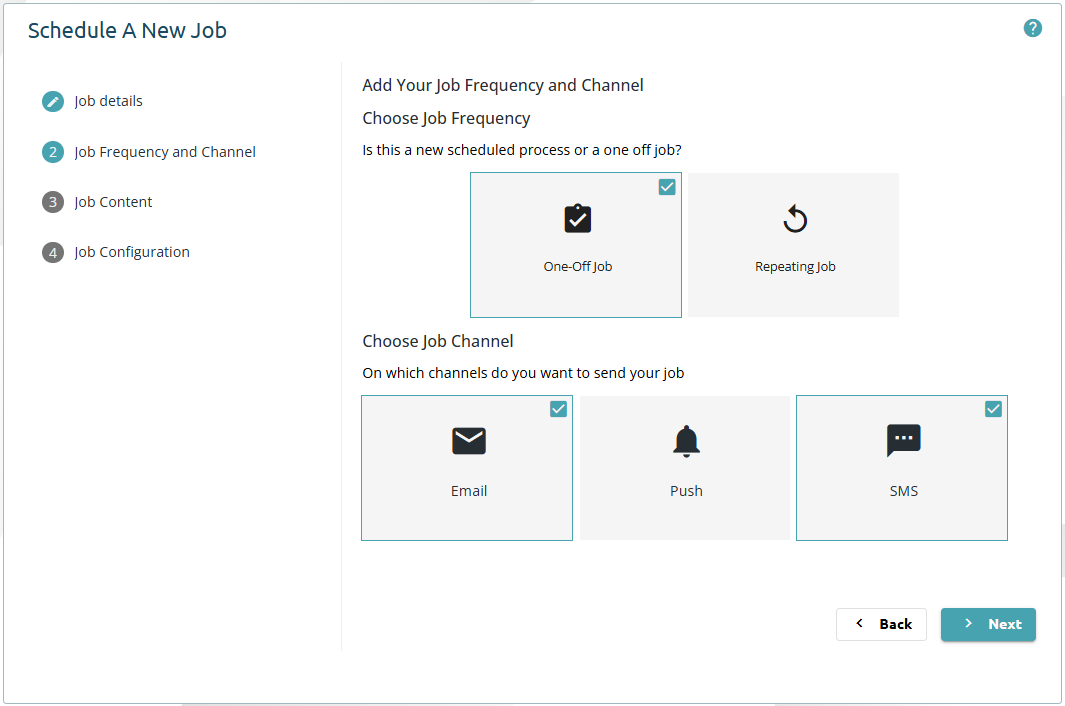 Send Job Options Creating a communication job