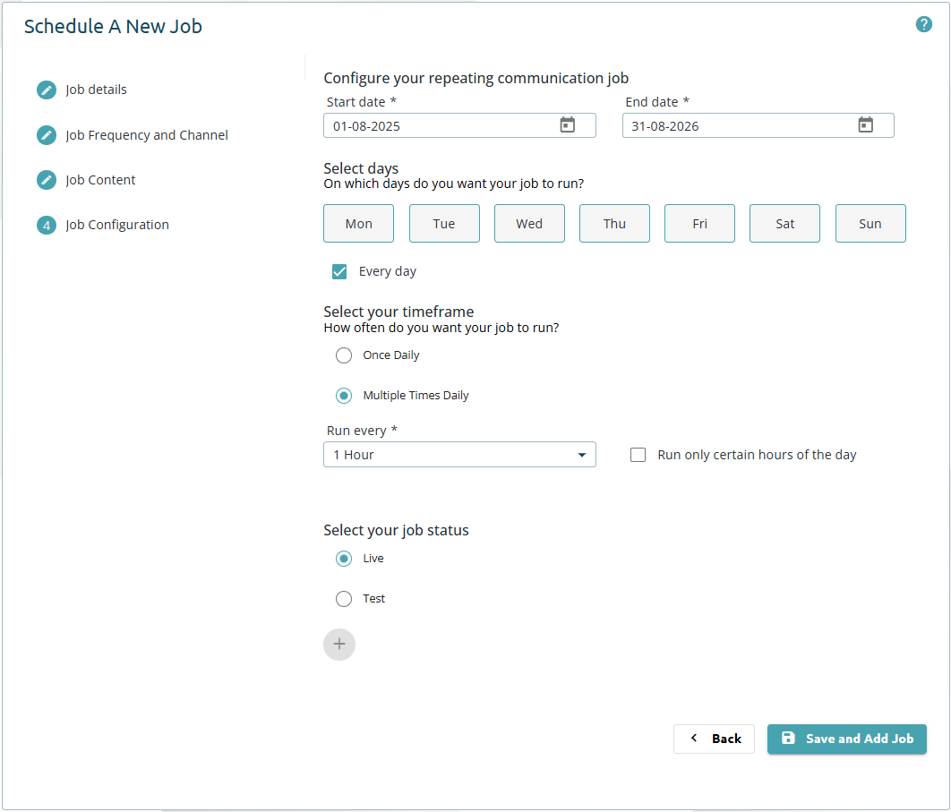 Send Job Options Creating a communication job
