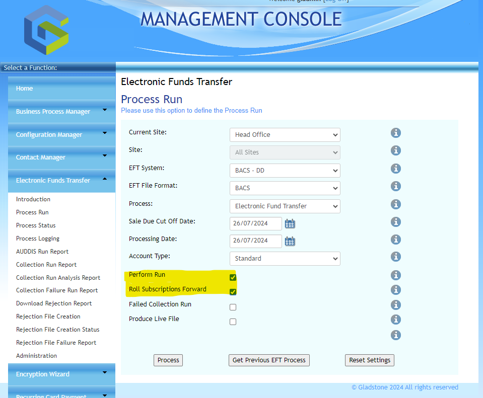 GMC EFT Module 4.23 feature and processing improvements