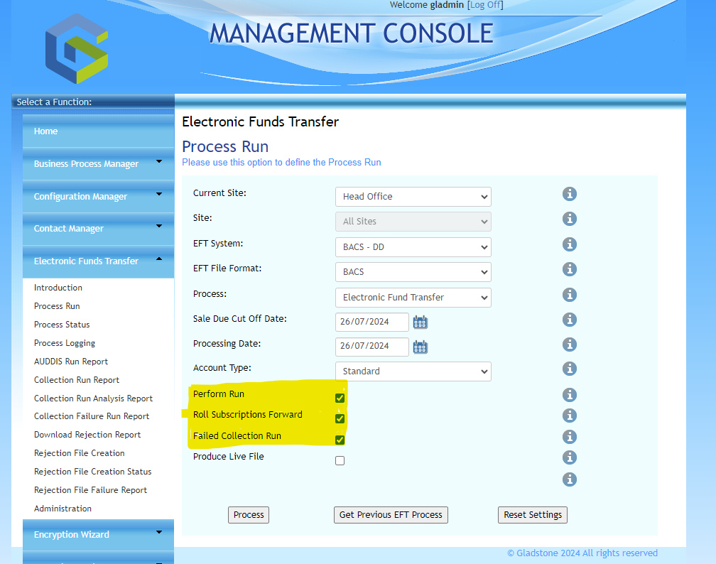 GMC EFT Module 4.23 feature and processing improvements
