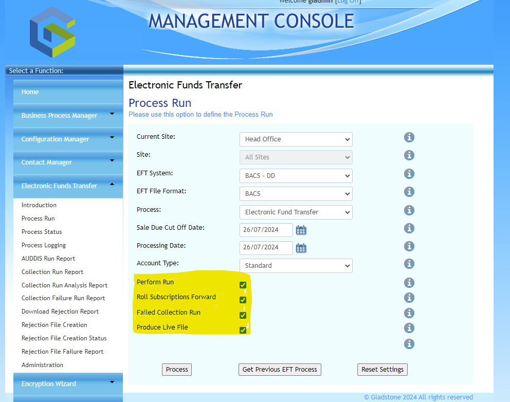 GMC EFT Module 4.23 feature and processing improvements